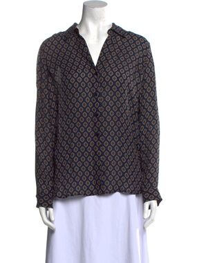 L'Agence Silk Blouse Navy Print Gorgeous M